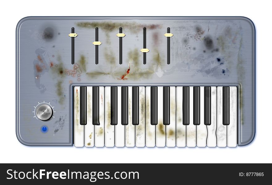 A little stylized vintage broken keyboard. A little stylized vintage broken keyboard