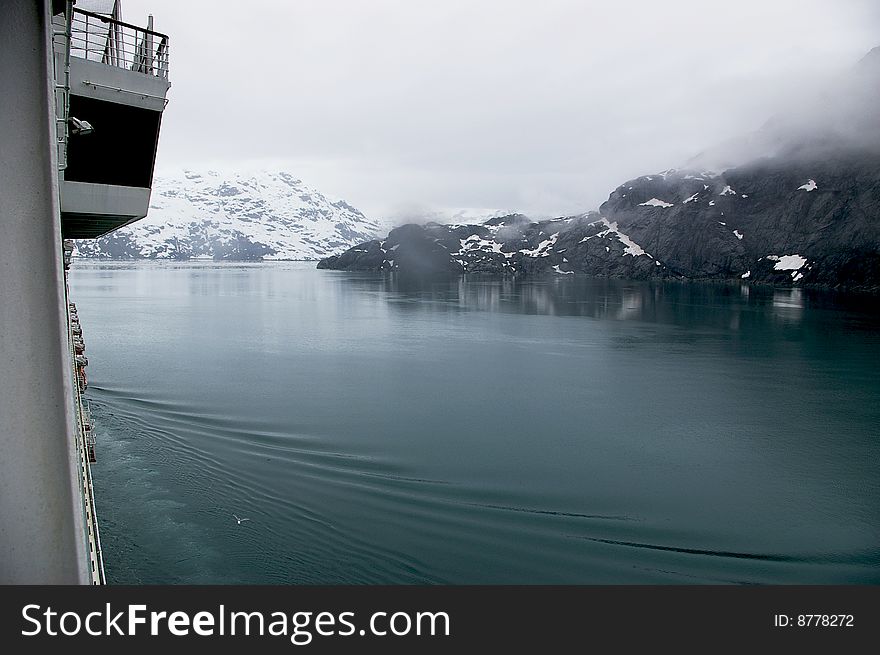 Cruise ship passes through College Fjord Alaska. Cruise ship passes through College Fjord Alaska