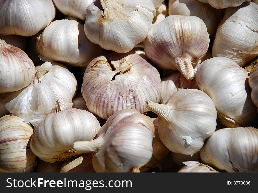 A pile of fresh garlic 1. A pile of fresh garlic 1