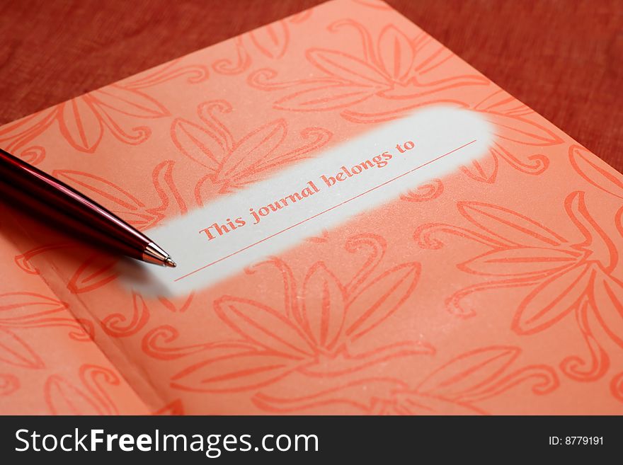 Colorful journal title page and ball point pen. Colorful journal title page and ball point pen