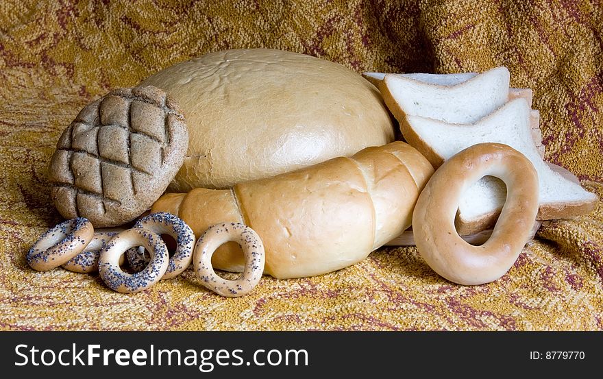 A Loaf of bread over woven linen. A Loaf of bread over woven linen