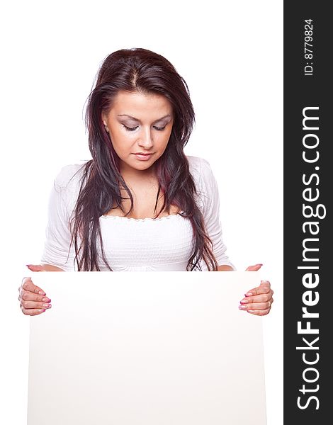 Beautiful woman with white board