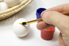 Eggs And Paints, Preparation For Easter Stock Photography