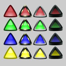 Triangular Buttons With A Board Royalty Free Stock Photos