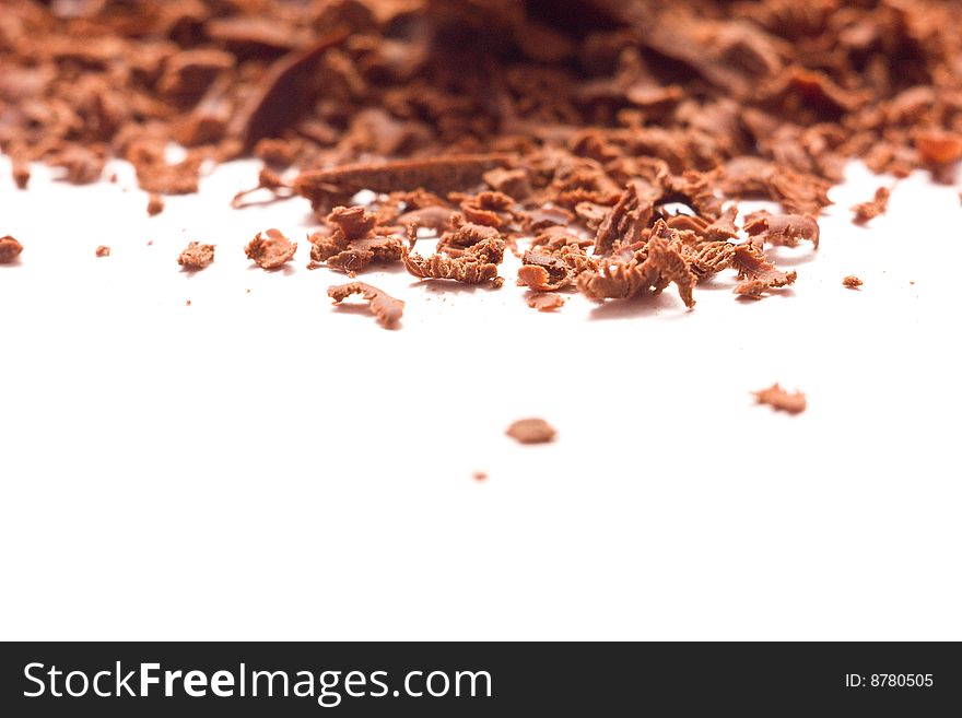 Shabby chocolate on a white background