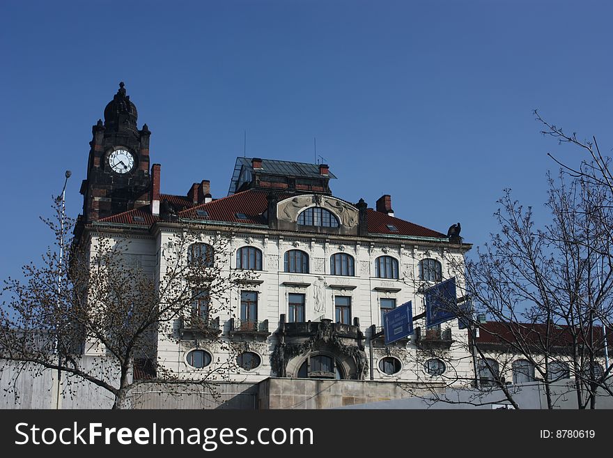 Art Nouveau station building in Prague