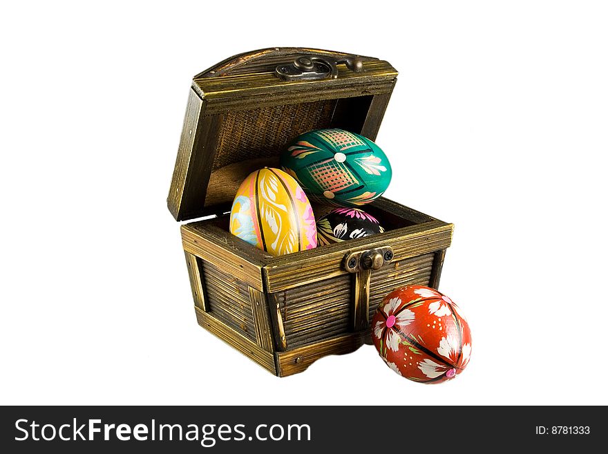 Four Easter Eggs In A Chest