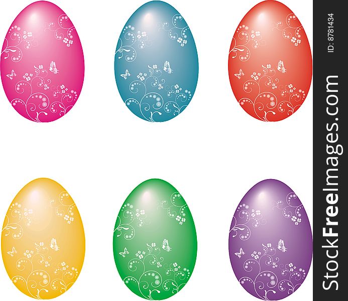 Collection Of Easter Eggs, Vector Set For Your Des