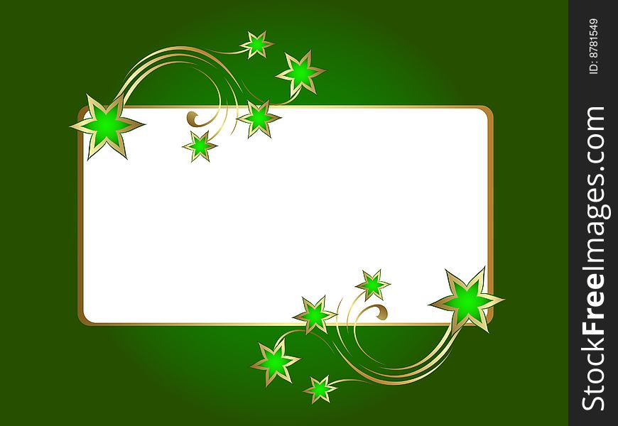 Gold  floral frame with green background