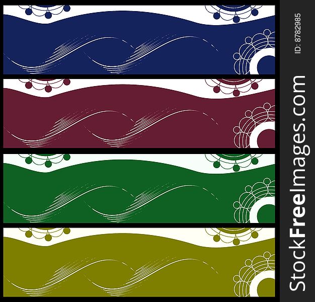 Collection 4 abstract banners with different colors
