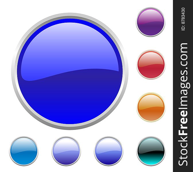 Vector illustration of modern shiny round buttons set