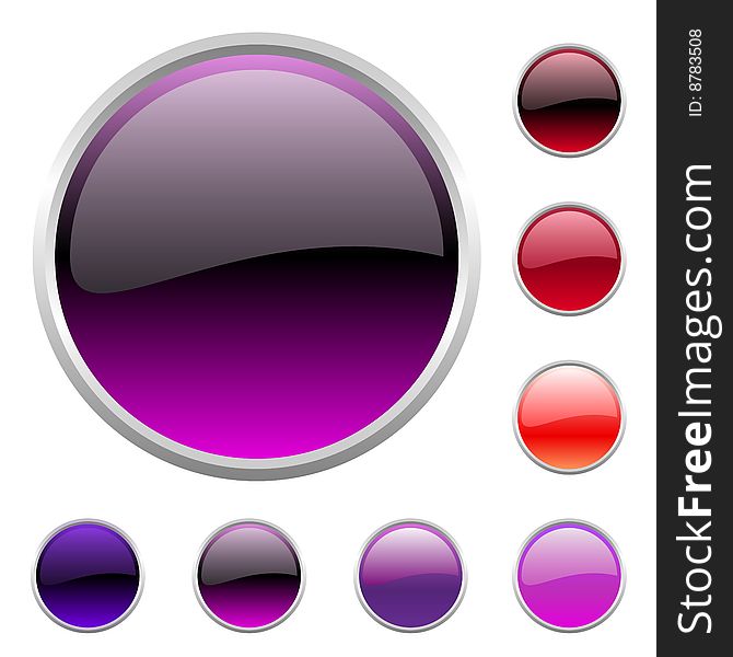 Vector illustration of modern shiny round buttons set