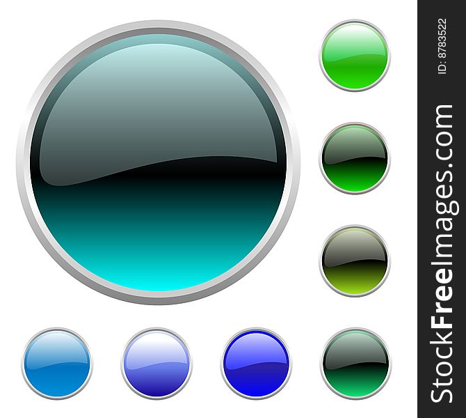 Vector illustration of modern shiny round buttons set