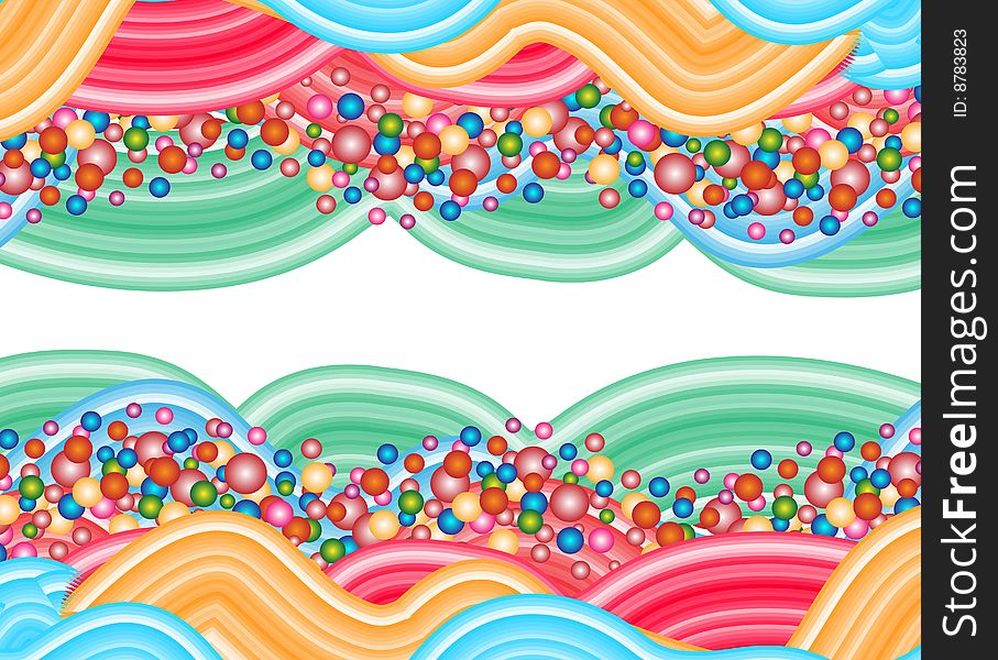 Abstract colourful background with colourful round bubbles and wave. Abstract colourful background with colourful round bubbles and wave