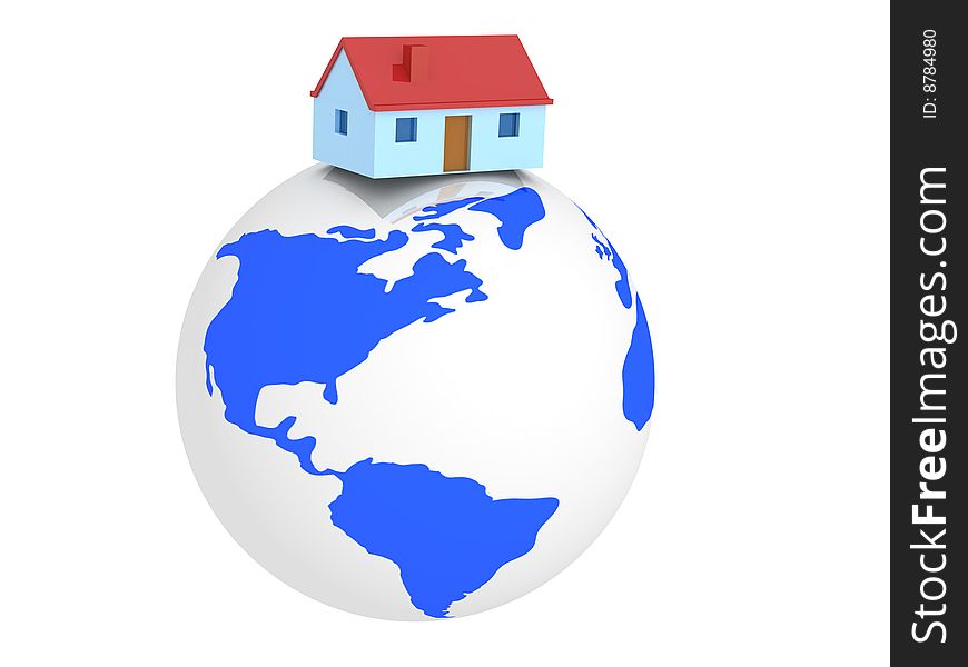 3d render of a house and Earth. 3d render of a house and Earth.