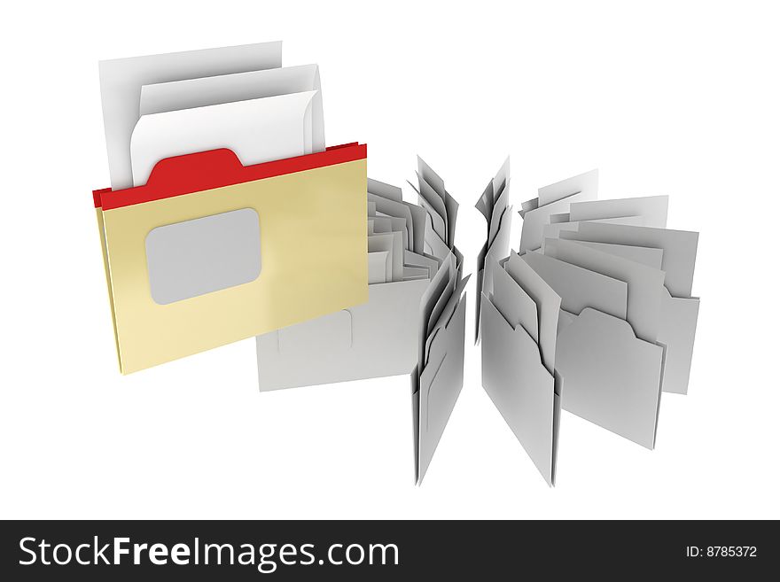 Folders batabase  in white background
