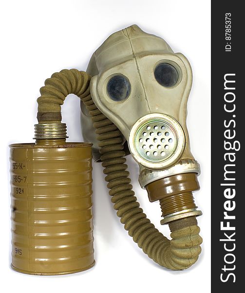 Gas mask of the green colour on white background