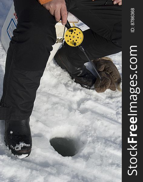 Ice fishing in the Scandinavia