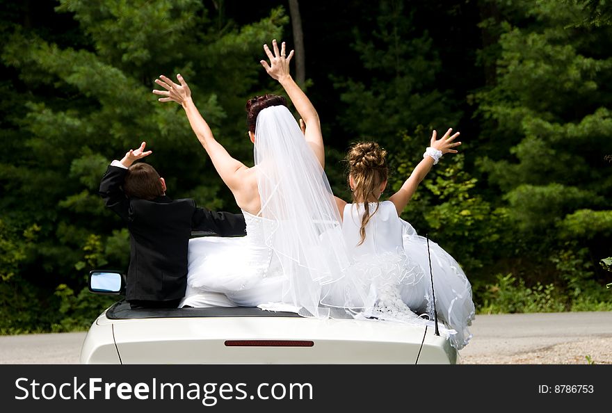 White Bride at her wedding posing with veil