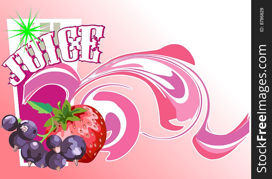 This is a background with berries, glass and text decorative. This is a background with berries, glass and text decorative