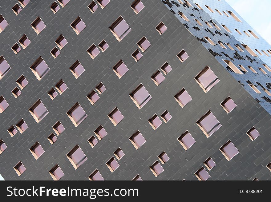 A close up of a modern building in Milan. A close up of a modern building in Milan