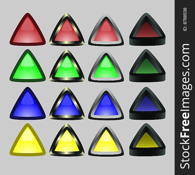 Triangular buttons with a board. Vector. Without mesh.