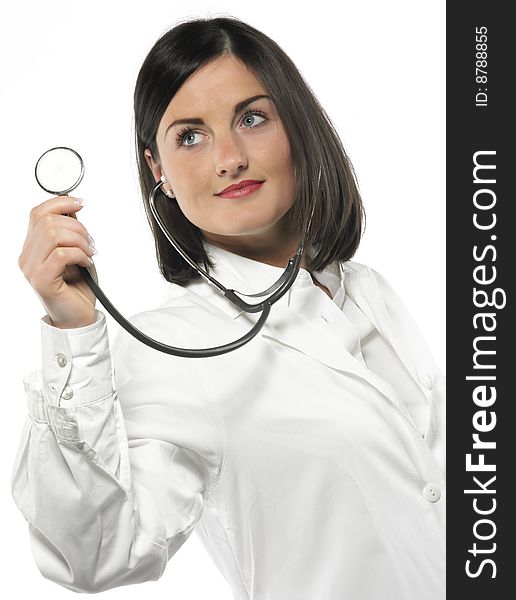 Beautiful young doctor with stethoscope