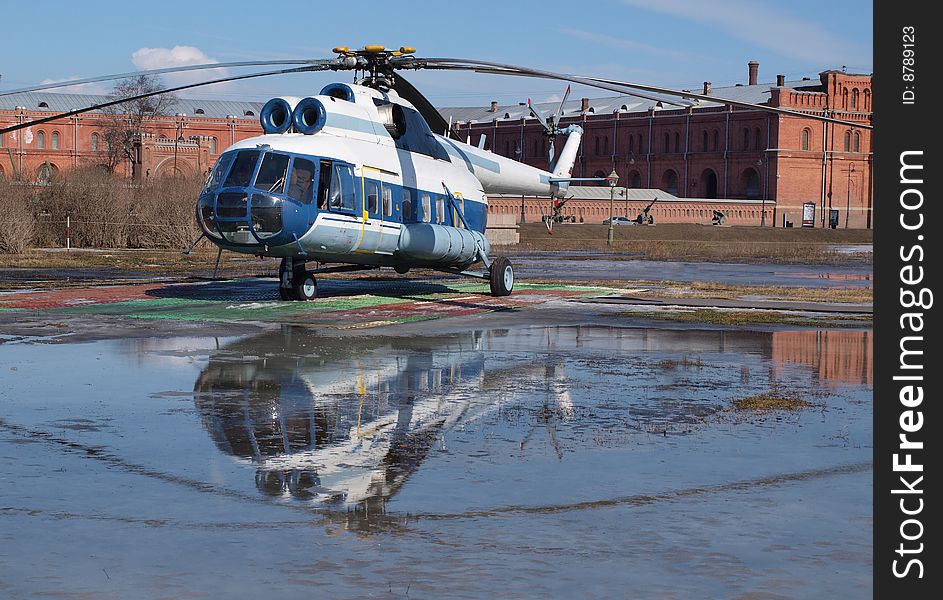 Color photograph mi8 Russian helicopter in flight. Color photograph mi8 Russian helicopter in flight