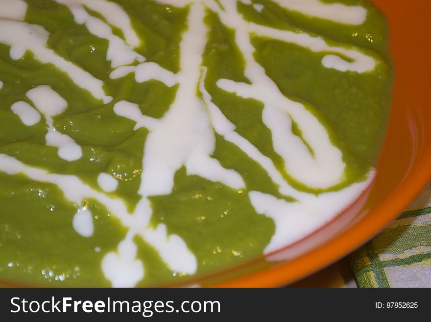Bowl Of Green Pea Cream Soup
