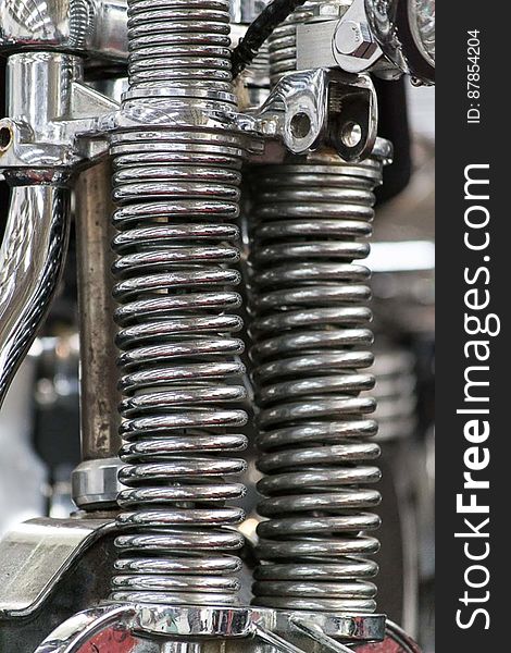 Fork steel coil springs on a custom-built bike. Fork steel coil springs on a custom-built bike.