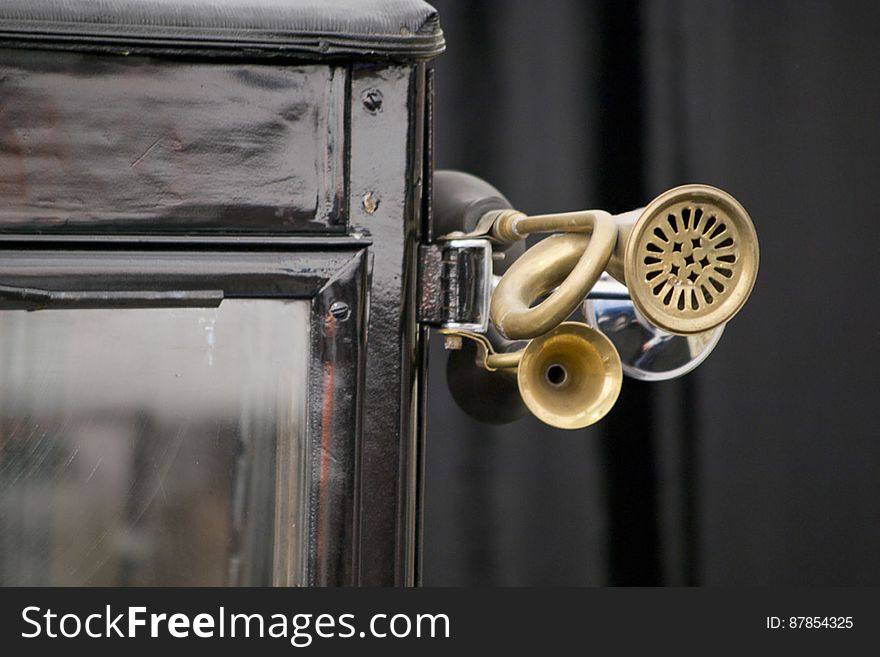 Old car brass horns. Old car brass horns