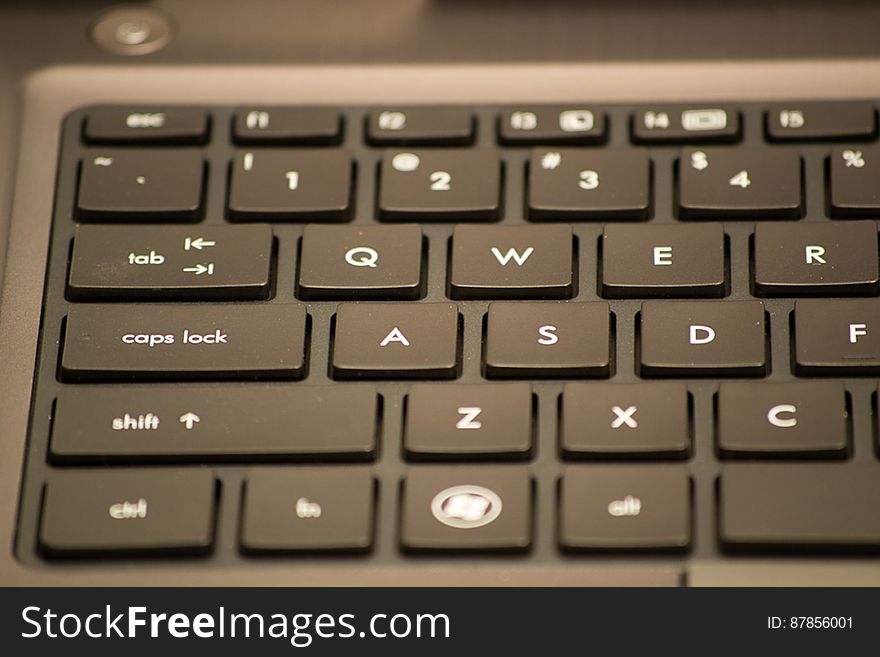 Image of a laptop keyboard layout. Usually it has a shorter travel distance for the keystroke and less keys than its desktop counterpart.