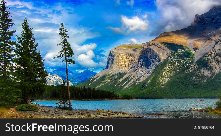 A lake Minnewanka scene from Banff National park in Canada. A lake Minnewanka scene from Banff National park in Canada.