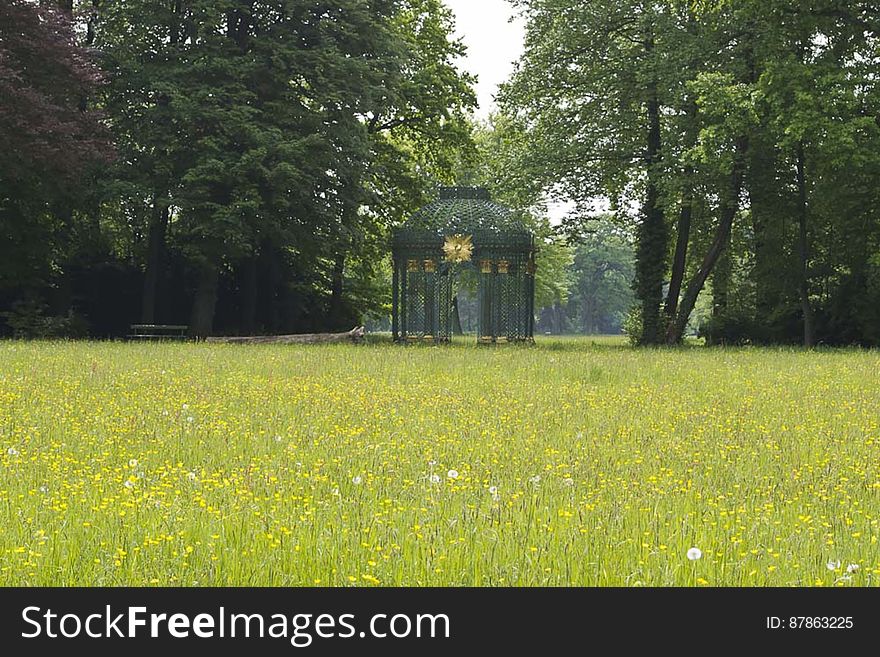 Trellised gazebo in the vast park of Sanssouci.