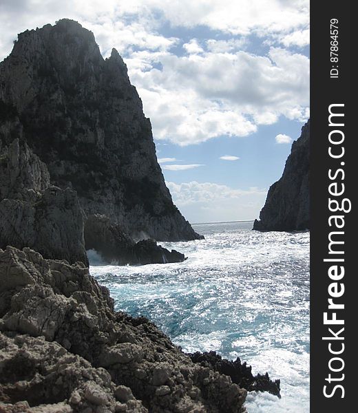 Rocky Coastline Defeating Waves