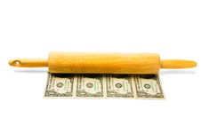 Close-Up Of Rolling Pin On Currency Stock Photos Close-Up Of Rolling Pin On Currency Stock Photos