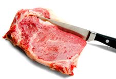 Kitchen Knife Cutting Beef Royalty Free Stock Photography Kitchen Knife Cutting Beef Royalty Free Stock Photography
