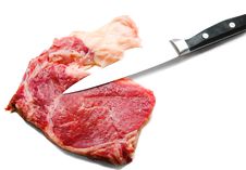 Knife Cutting Beef Royalty Free Stock Photography Knife Cutting Beef Royalty Free Stock Photography