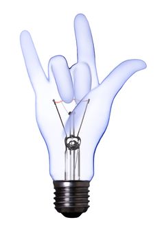 Love Sign Hand Lamp Bulb Stock Photography Love Sign Hand Lamp Bulb Stock Photography