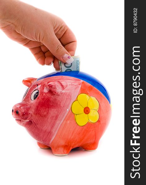 Piggy bank with 100 zloty