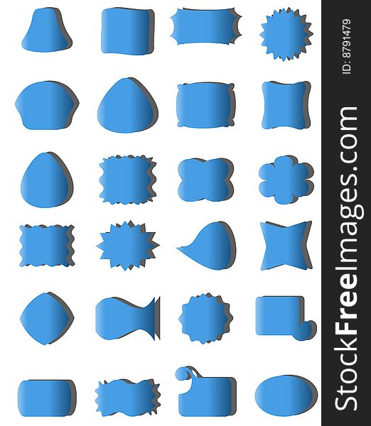 Set of different objects in blue color