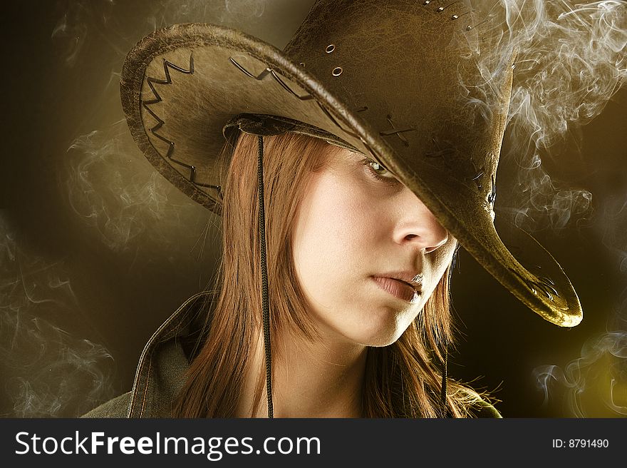 Sexy smoker cowgirl