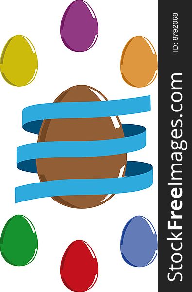 Vector illustration of easter eggs of various colors