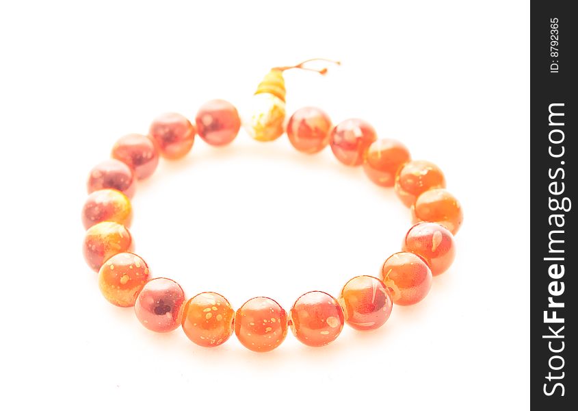 Orange pearl necklace in orange. Orange pearl necklace in orange