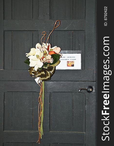 Door With Floral Decoration