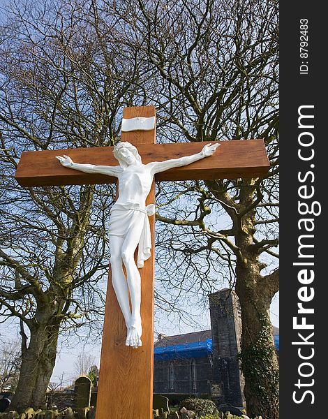 Cross from northern ireland with a figure of jesus. Cross from northern ireland with a figure of jesus