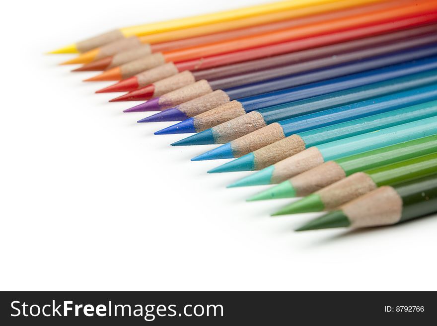 Color pencils close up with shallow depth of field.