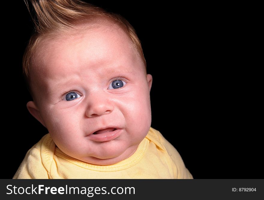 Very Cute Image of a little boy On Black. Very Cute Image of a little boy On Black