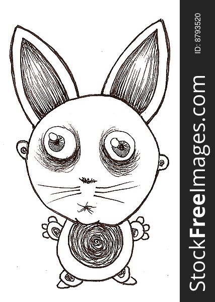 Ink illustration of an Easter Bunny