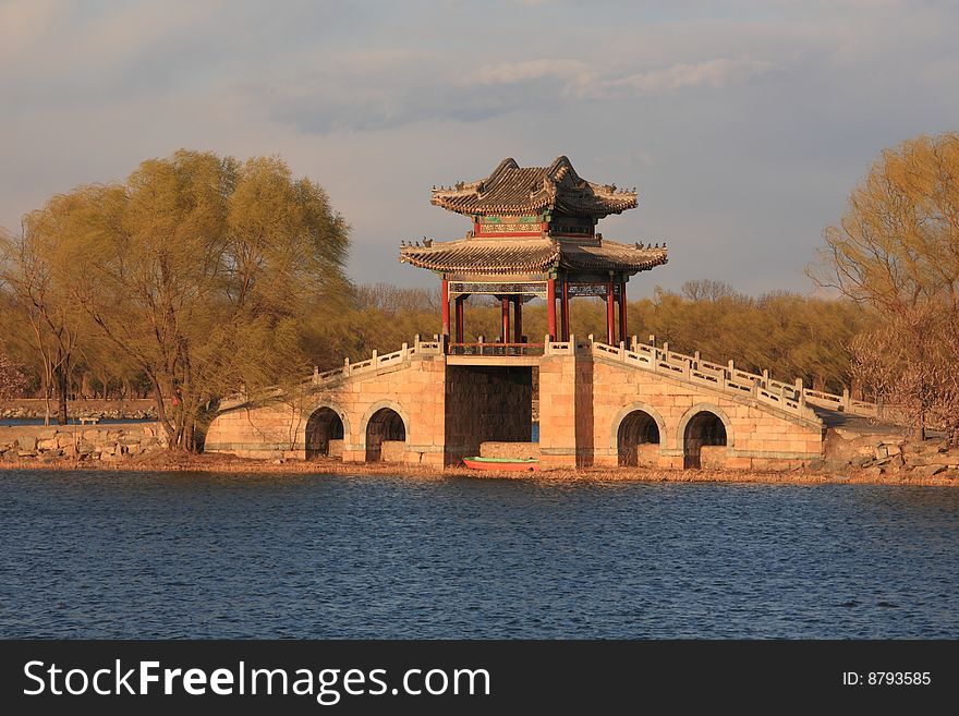 Pavilion On Bridge In The Summer Palace,beijing